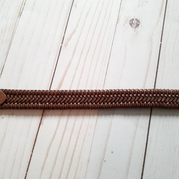 LRL Braided Leather Stretch Belt with Gold Toggle Closure/Buckle Brown Size M - Picture 12 of 15
